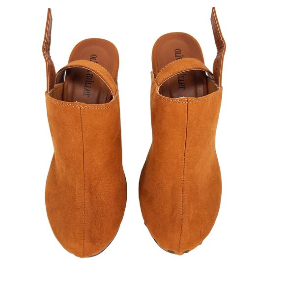 Olivia Miller Studded Lia Clog Heel Cognac Size 8 - Picture 5 of 12